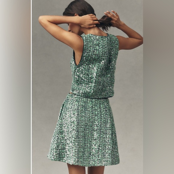 NWT Anthropologie Maeve Sequin Tweed Mini Skirt, sz XS - Picture 4 of 5